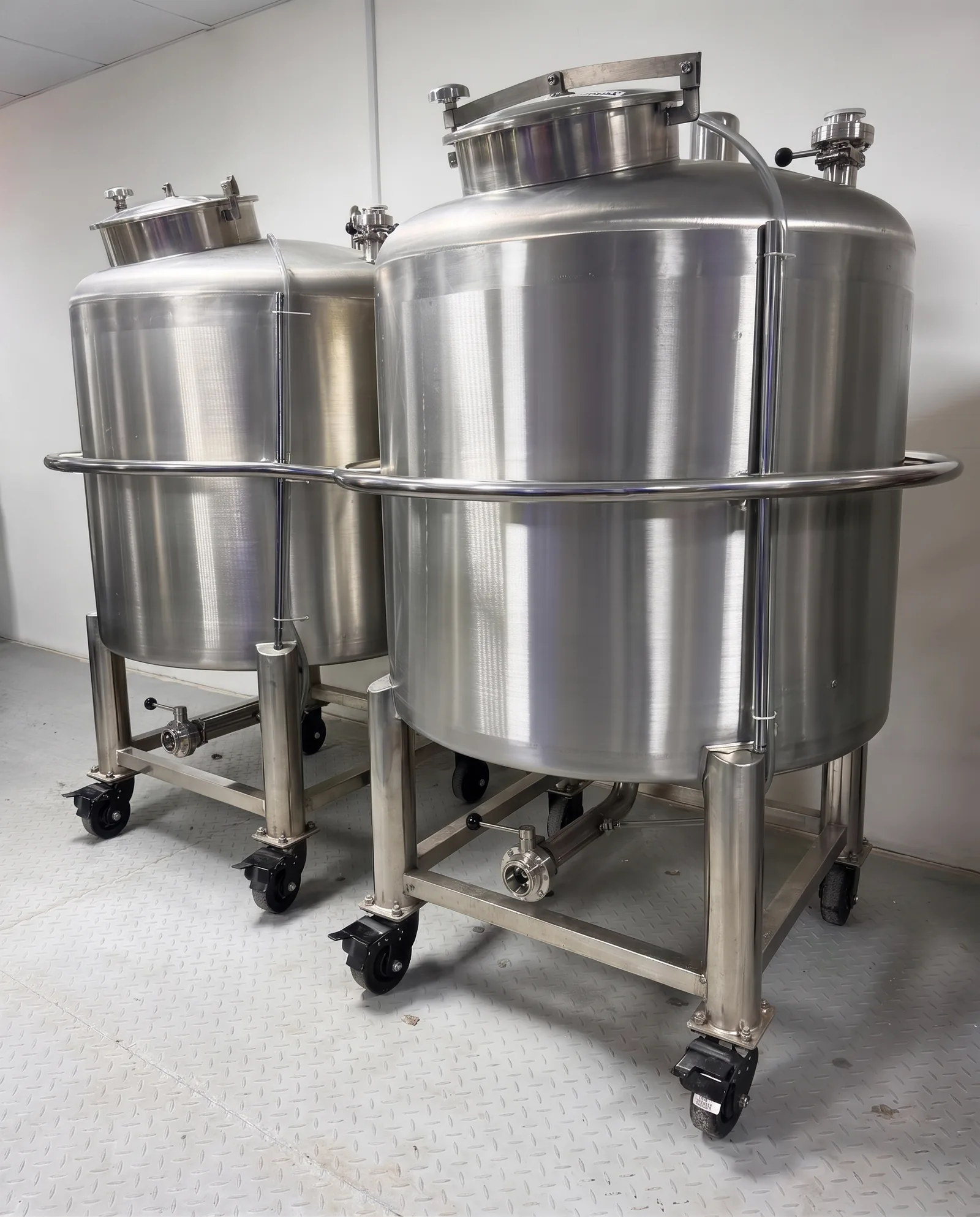 Stainless steel compounding vessels at the Luxury Line Perfumes factory in Sharjah